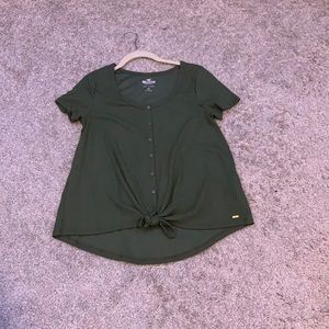 green hollister button up shirt